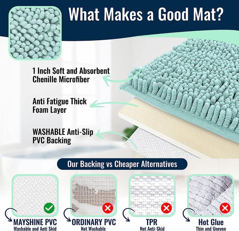ITSOFT Chenille Bath Mats, Plush Absorbent Bath Mats Quick Dry, Soft & Machine Washable, Non Slip Carpet For Bathroom, Thick Bathroom Rugs, Shower Restroom Rug Mat, Alfombras De BaÃ±o, Bathrugs Matts, 59"x21" - Image 3